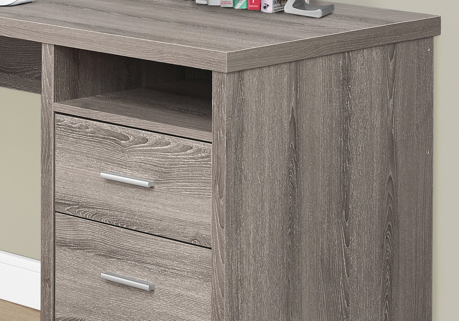 L-Shaped Computer Desk 80" Dark Taupe Reversible-Computer Desk-DECOROLALA