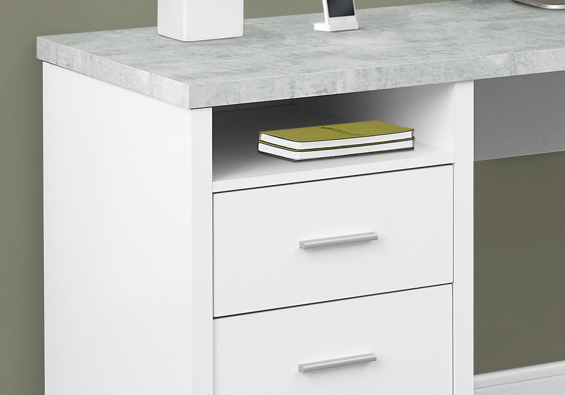 L-Shaped Computer Desk 80" Dark Taupe Reversible-Computer Desk-DECOROLALA