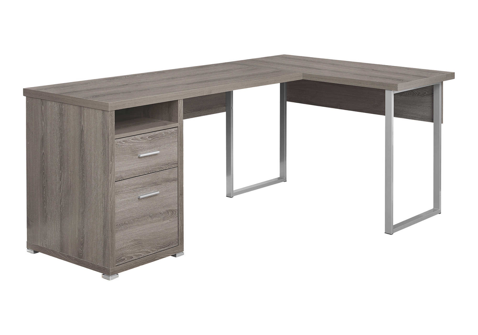 L-Shaped Computer Desk 80" Dark Taupe Reversible-Computer Desk-DECOROLALA