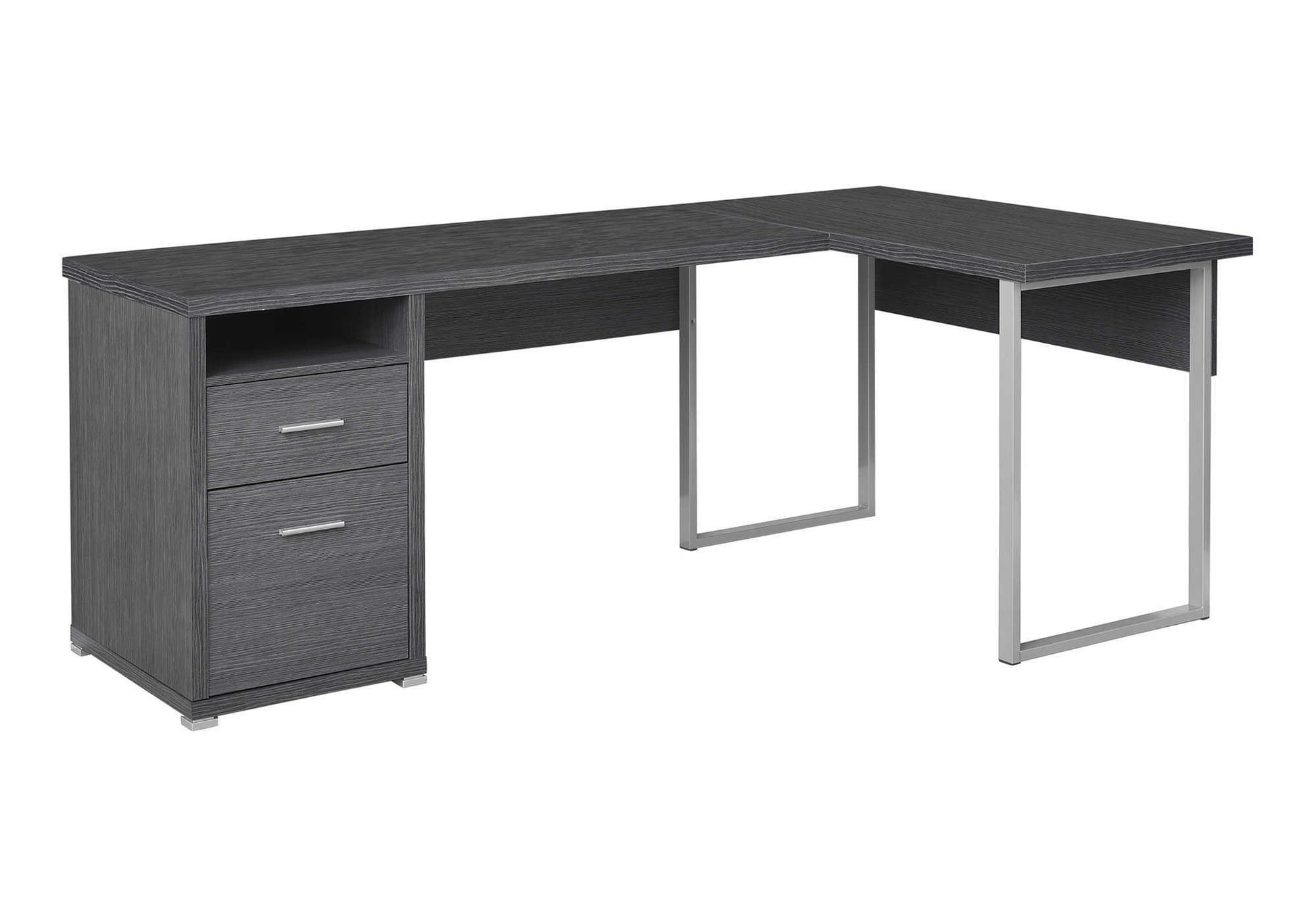 L-Shaped Computer Desk 80" Dark Taupe Reversible-Computer Desk-DECOROLALA