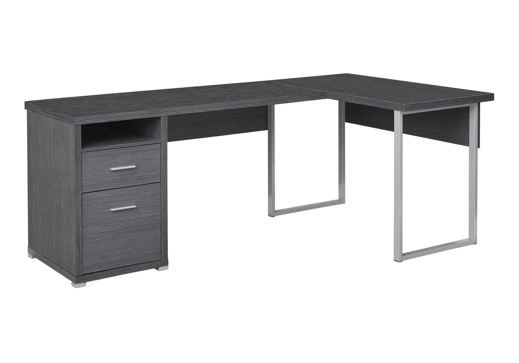 L-Shaped Computer Desk 80" Dark Taupe Reversible-Computer Desk-DECOROLALA