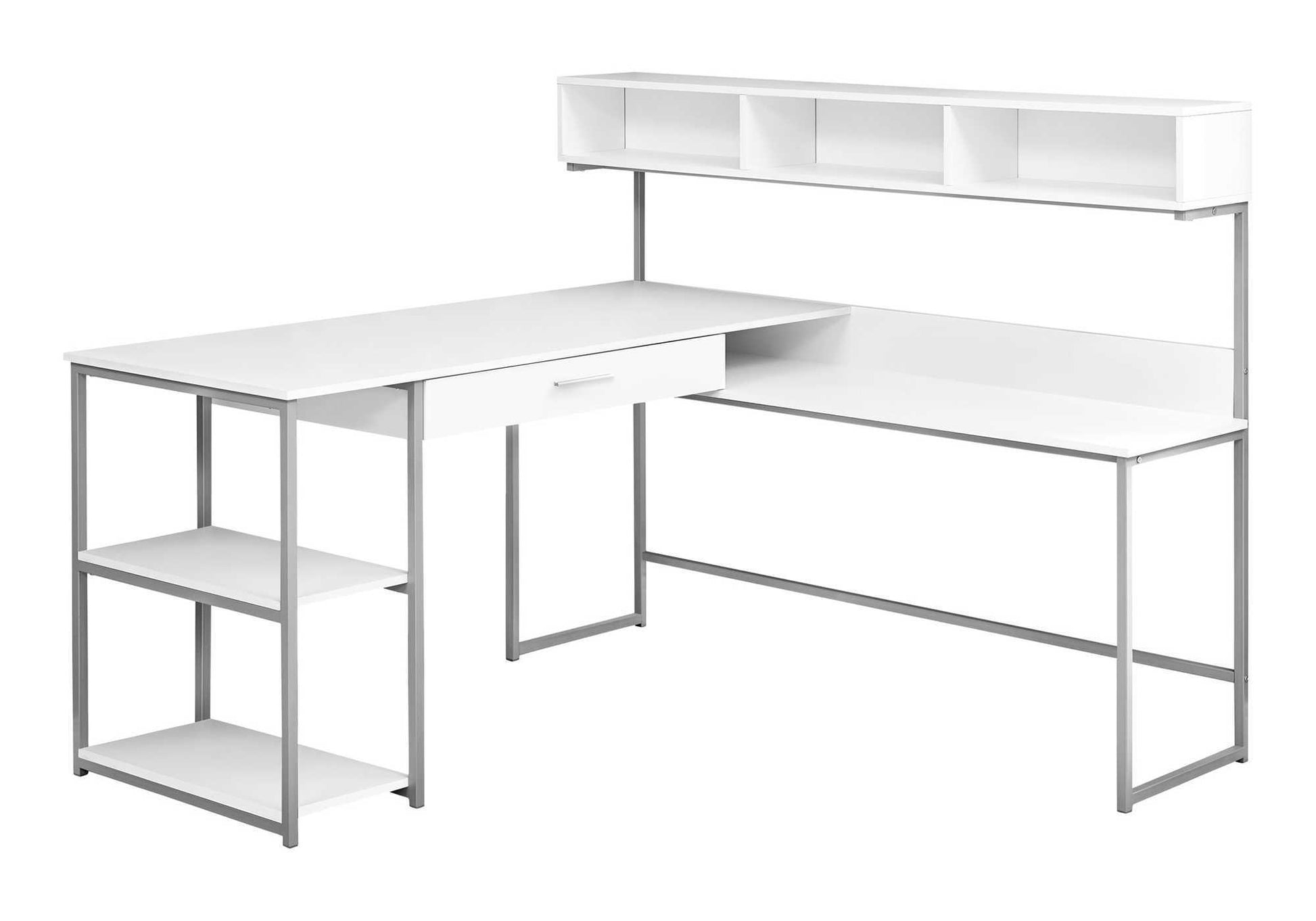 L-Shaped Computer Desk with Storage, Grey Wood-Look-Office Chair-DECOROLALA