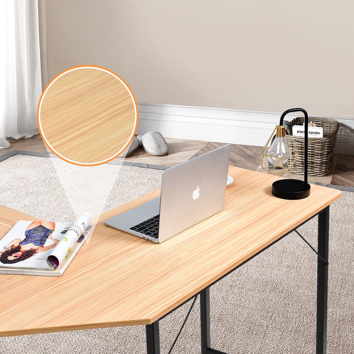 L Shaped Corner Computer Desk Laptop Gaming Table Workstation-Natural ...