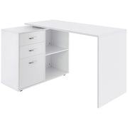 L-Shaped Desk White 46" with Storage Drawers-DECOROLALA