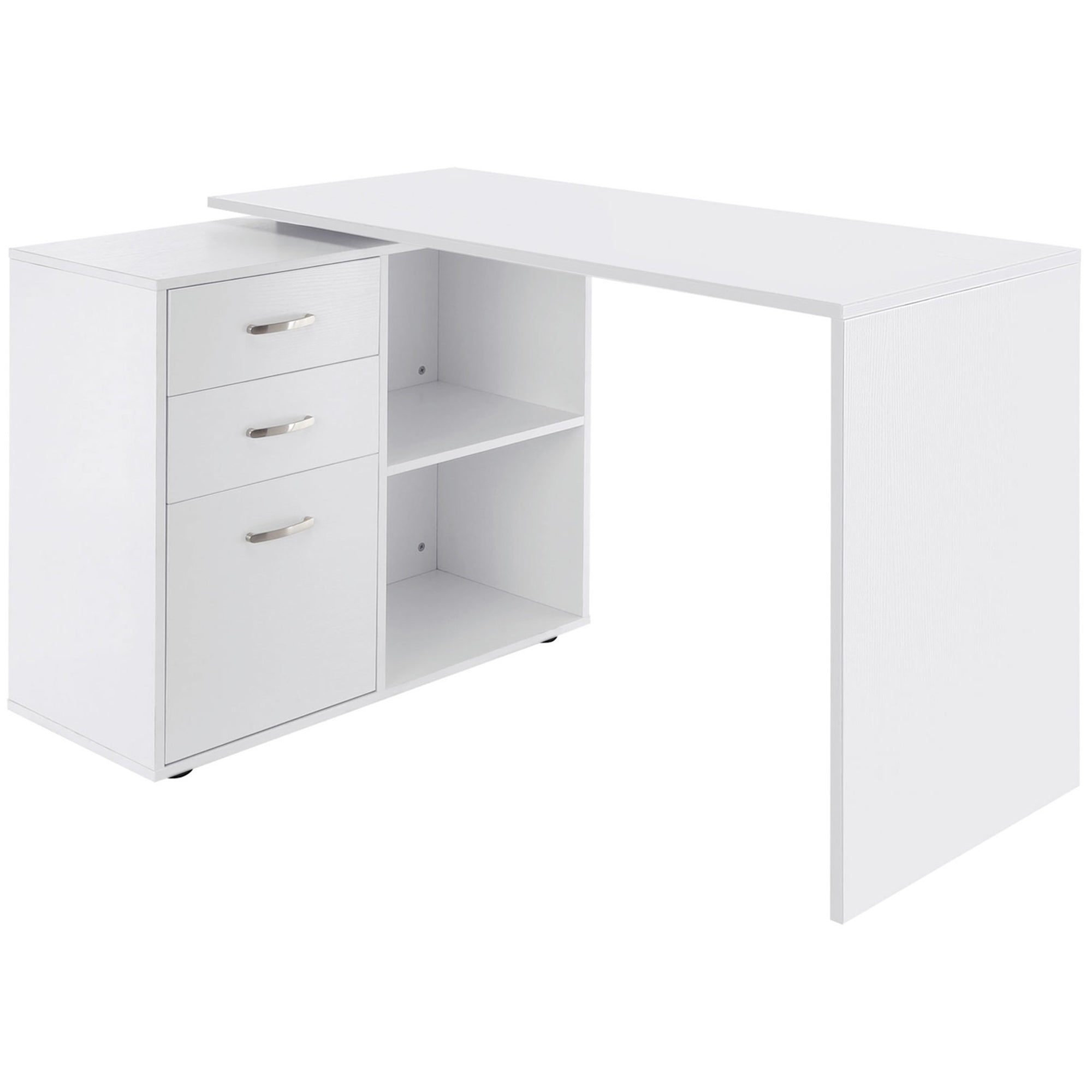 L-Shaped Desk White 46" with Storage Drawers-DECOROLALA