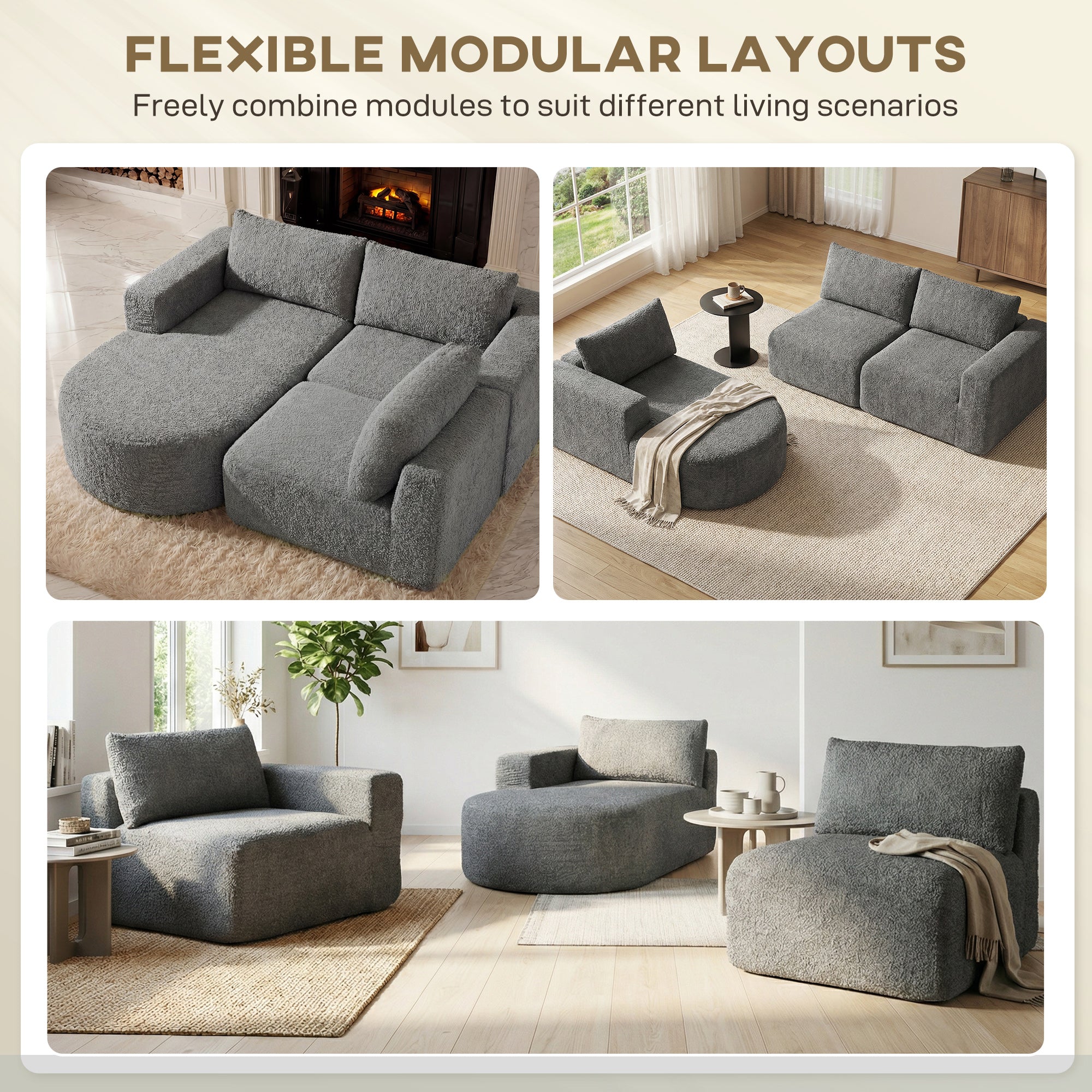 L Shaped Modular Sectional Sofa - Dark Grey-DECOROLALA