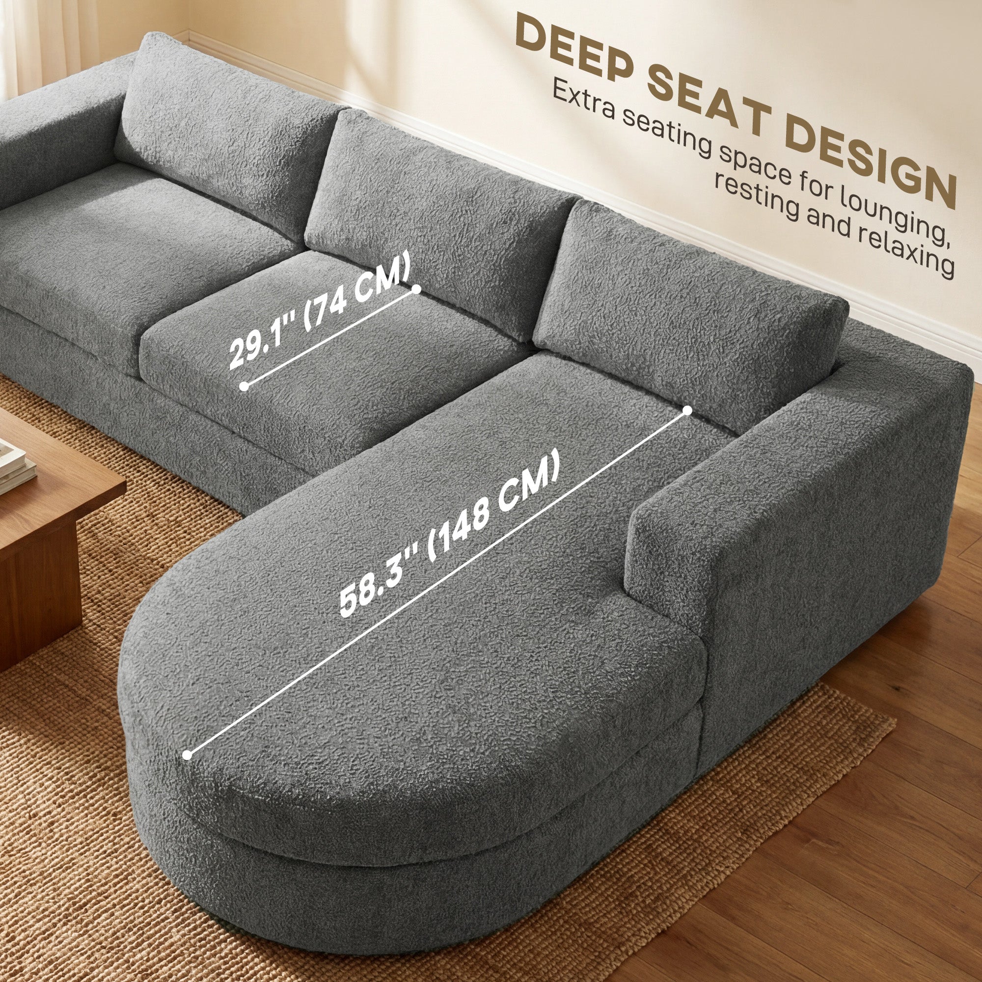 L Shaped Modular Sectional Sofa - Dark Grey-DECOROLALA