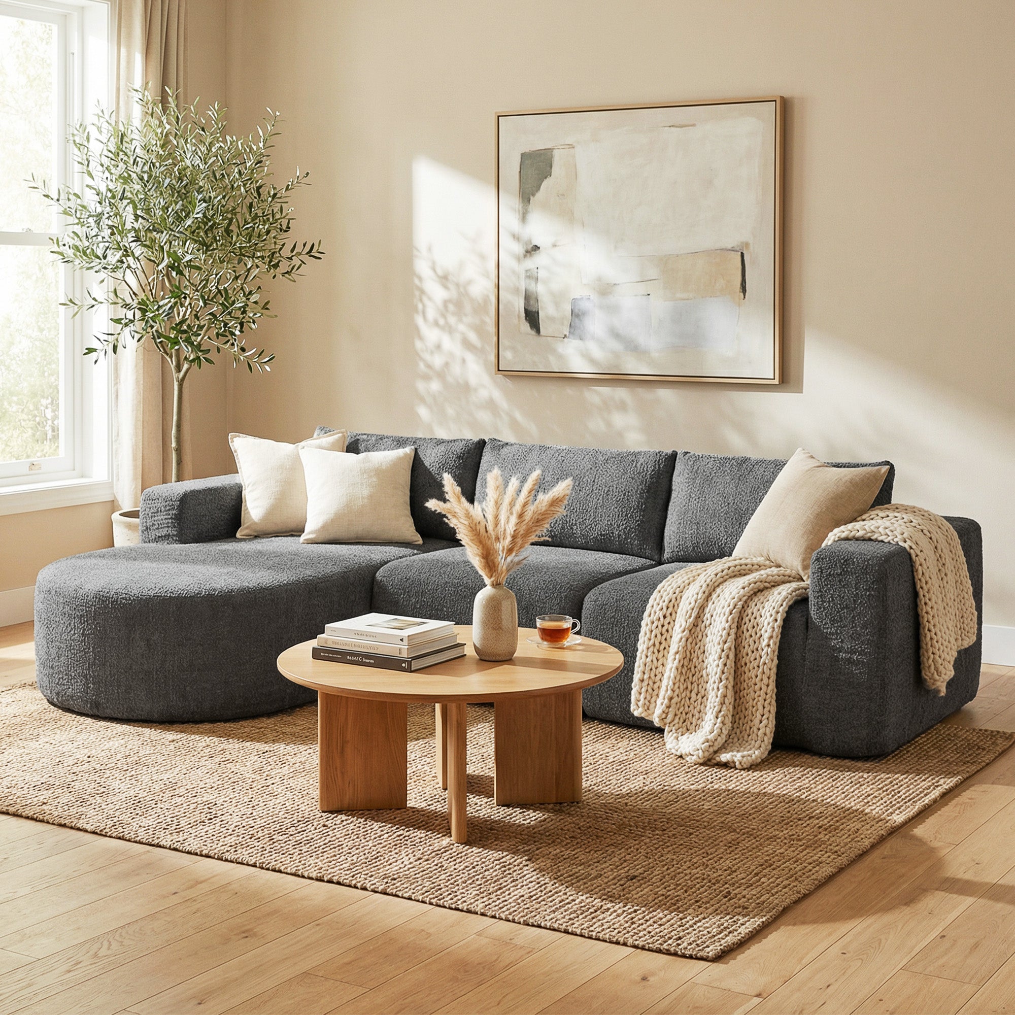 L Shaped Modular Sectional Sofa - Dark Grey-DECOROLALA