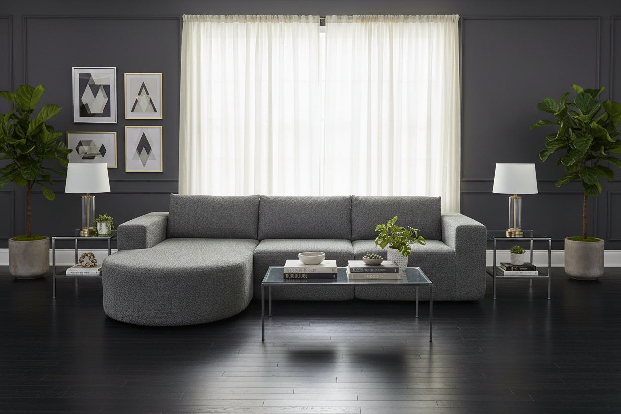 L Shaped Modular Sectional Sofa - Dark Grey-DECOROLALA