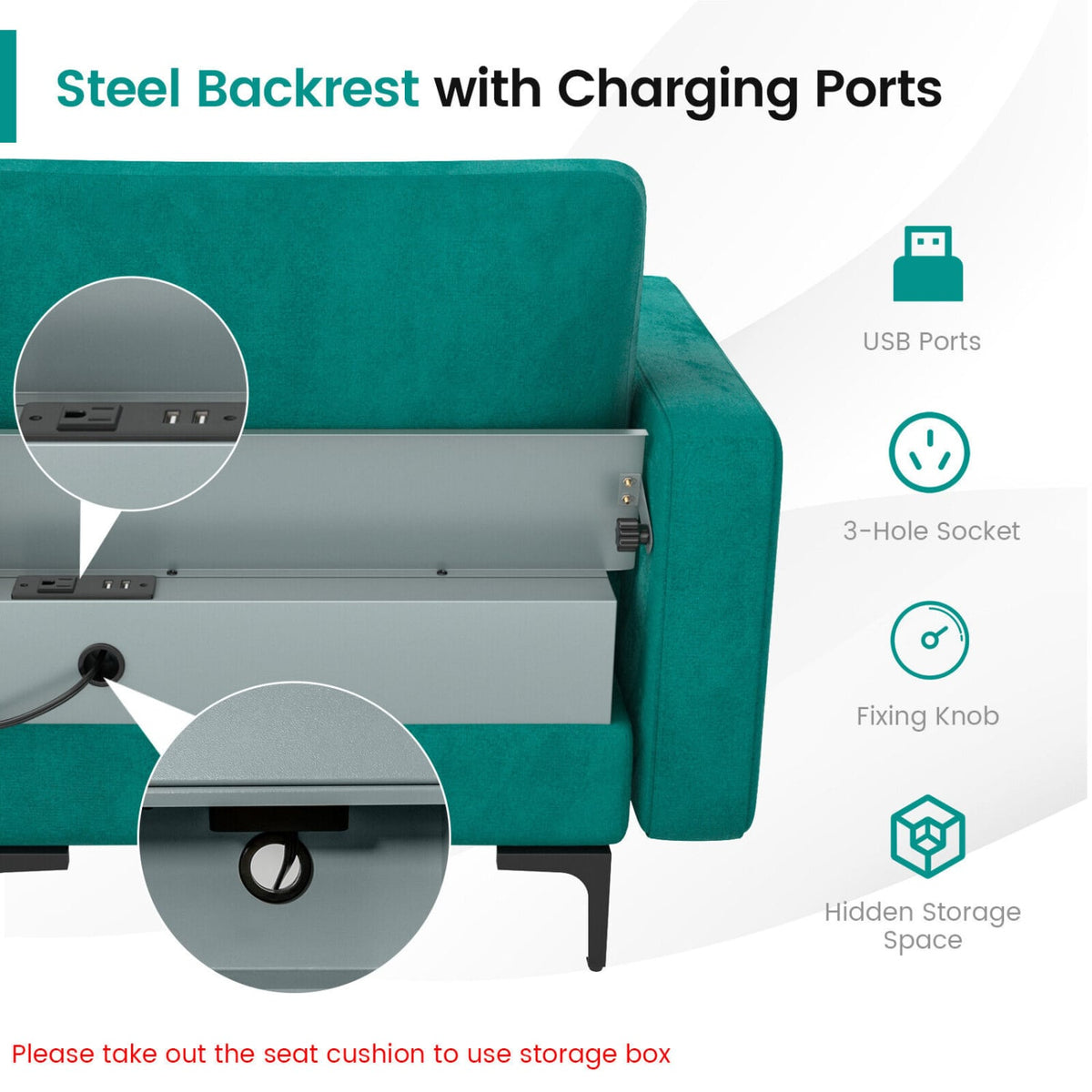 L-Shaped Modular Sectional Sofa with Reversible Chaise & USB Ports-Sofas & Loveseats-DECOROLALA