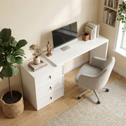 L-Shaped Reversible Computer Desk with 3 Drawers - White-Office Products > Office Furniture > Office Desks & Work Stations > Computer Desks-DECOROLALA