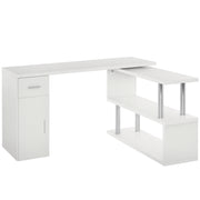 L-Shaped Rotating Computer Desk - White-DECOROLALA