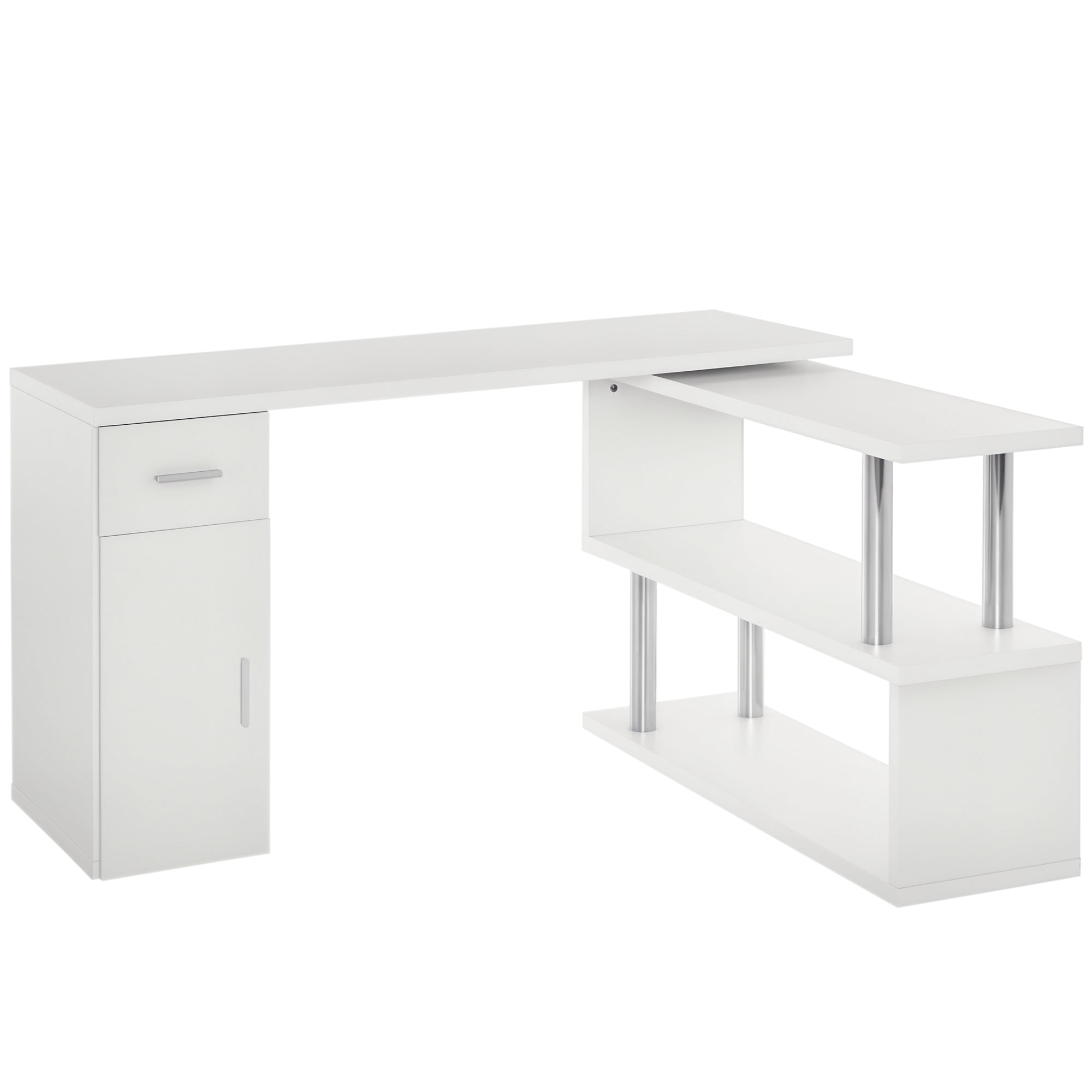 L-Shaped Rotating Computer Desk - White-DECOROLALA