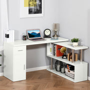 L-Shaped Rotating Computer Desk - White-DECOROLALA