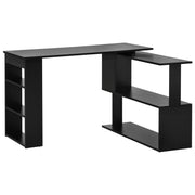 L-Shaped Rotating Desk with Storage Shelves - Black-Office Products > Office Furniture > Office Desks & Work Stations > Writing Desks-DECOROLALA