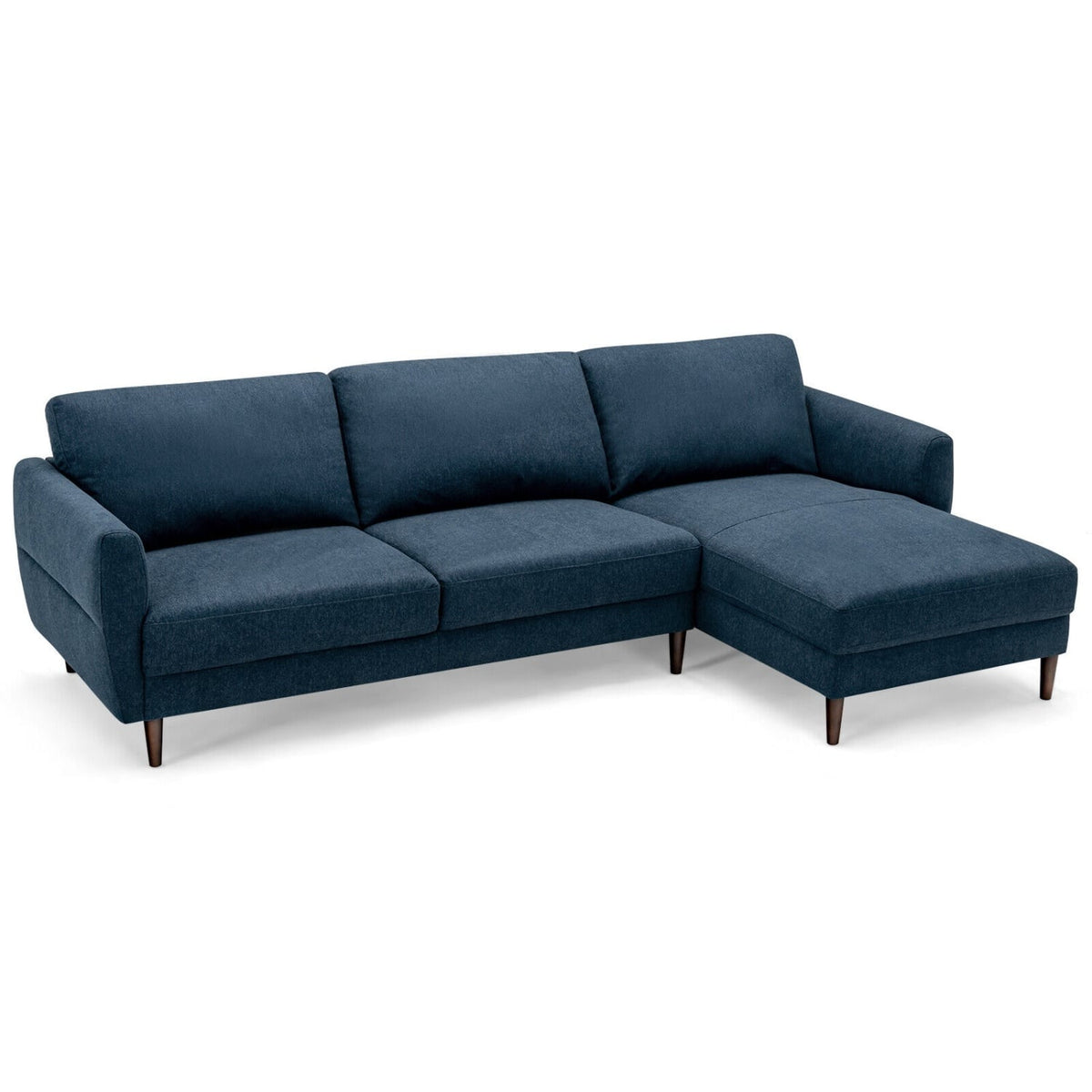 L-Shaped Sectional Fabric Sofa with Chaise - Navy 104"-Sofas & Loveseats-DECOROLALA