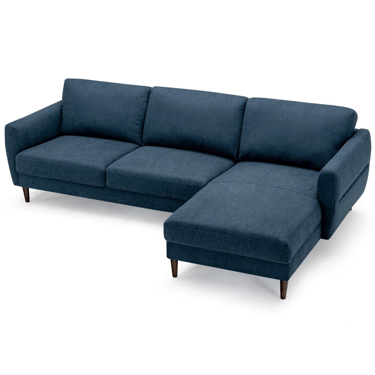 L-Shaped Sectional Fabric Sofa with Chaise - Navy 104"-Sofas & Loveseats-DECOROLALA