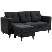 L Shaped Sectional Sofa Chaise Black 76"-DECOROLALA