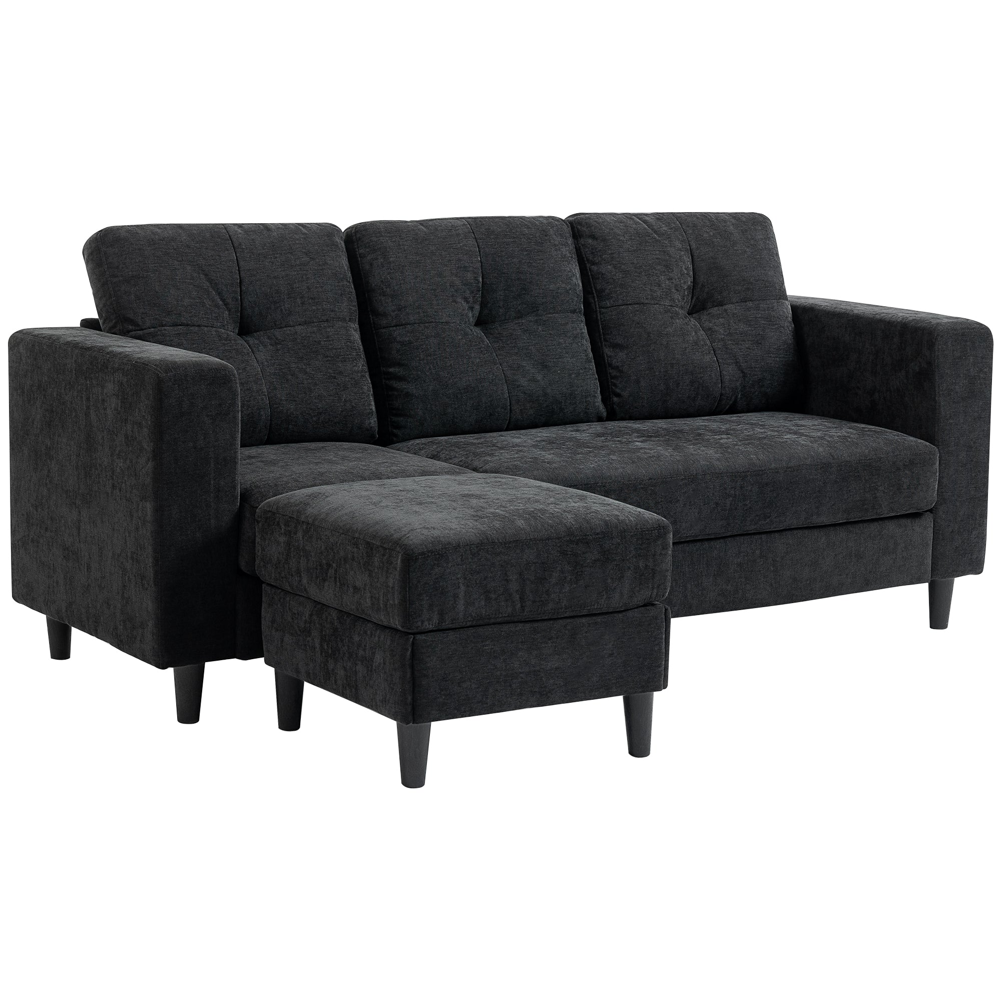 L Shaped Sectional Sofa Chaise Black 76"-DECOROLALA