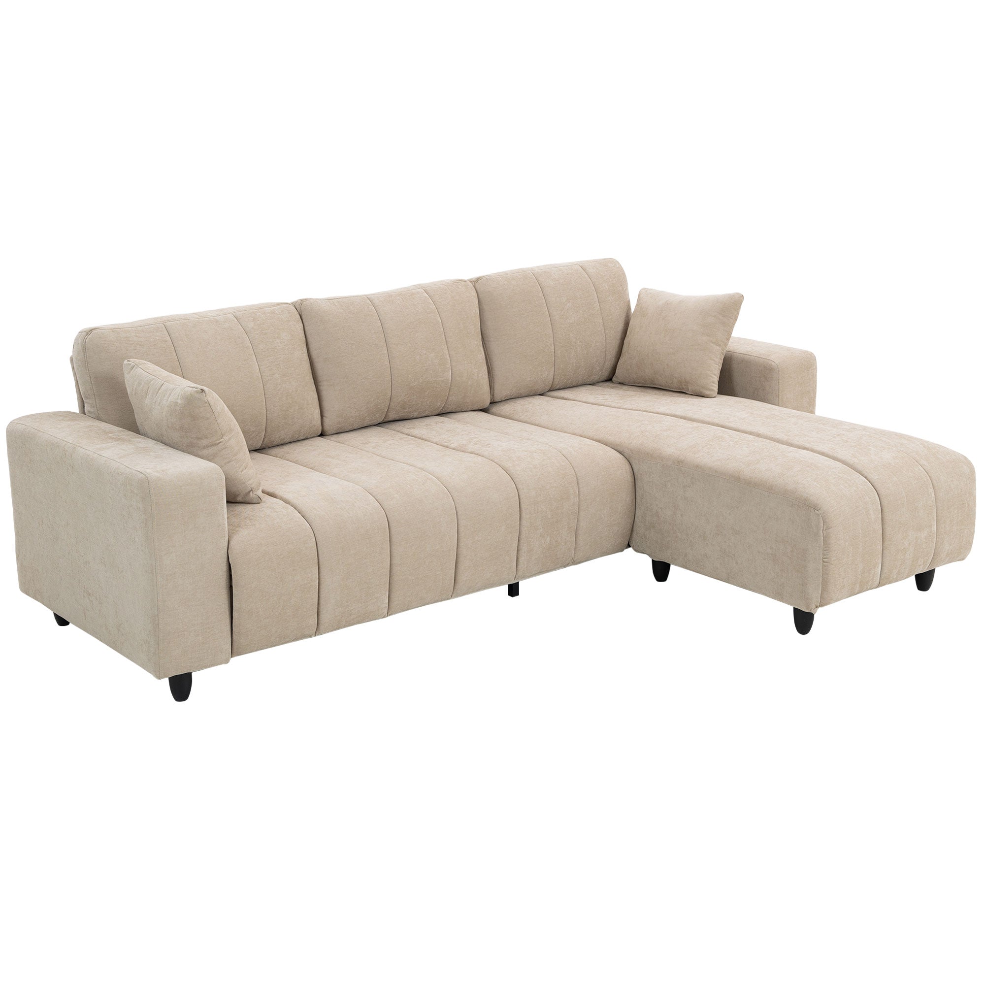 L-Shaped Sectional Sofa Charcoal Grey Chaise-DECOROLALA