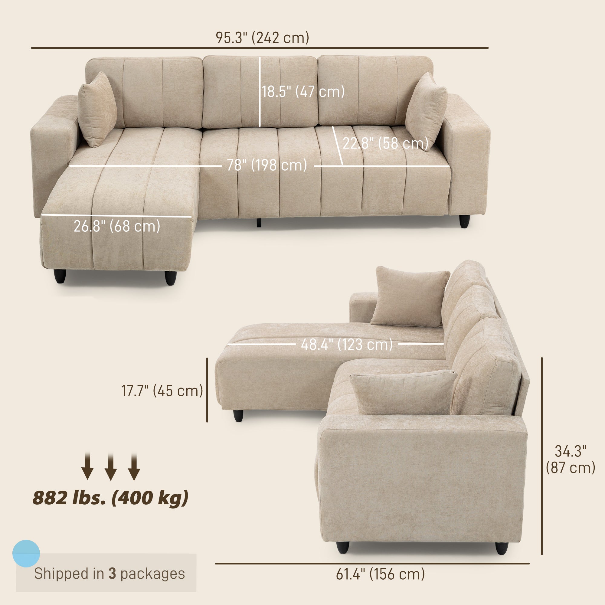 L-Shaped Sectional Sofa Charcoal Grey Chaise-DECOROLALA