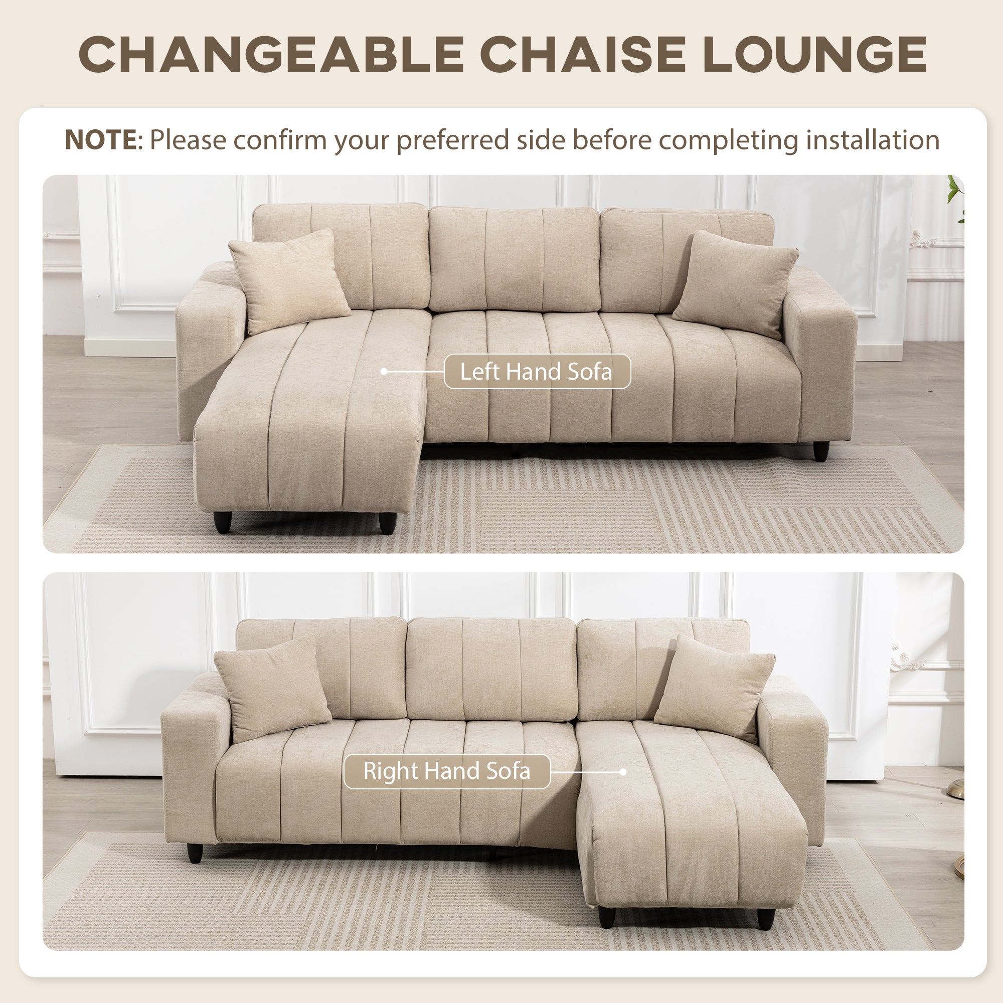 L-Shaped Sectional Sofa Charcoal Grey Chaise-DECOROLALA