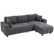 L-Shaped Sectional Sofa Charcoal Grey Chaise-DECOROLALA