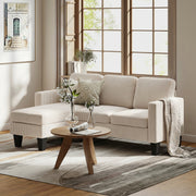 L Shaped Sectional Sofa Corduroy - Cream White-DECOROLALA