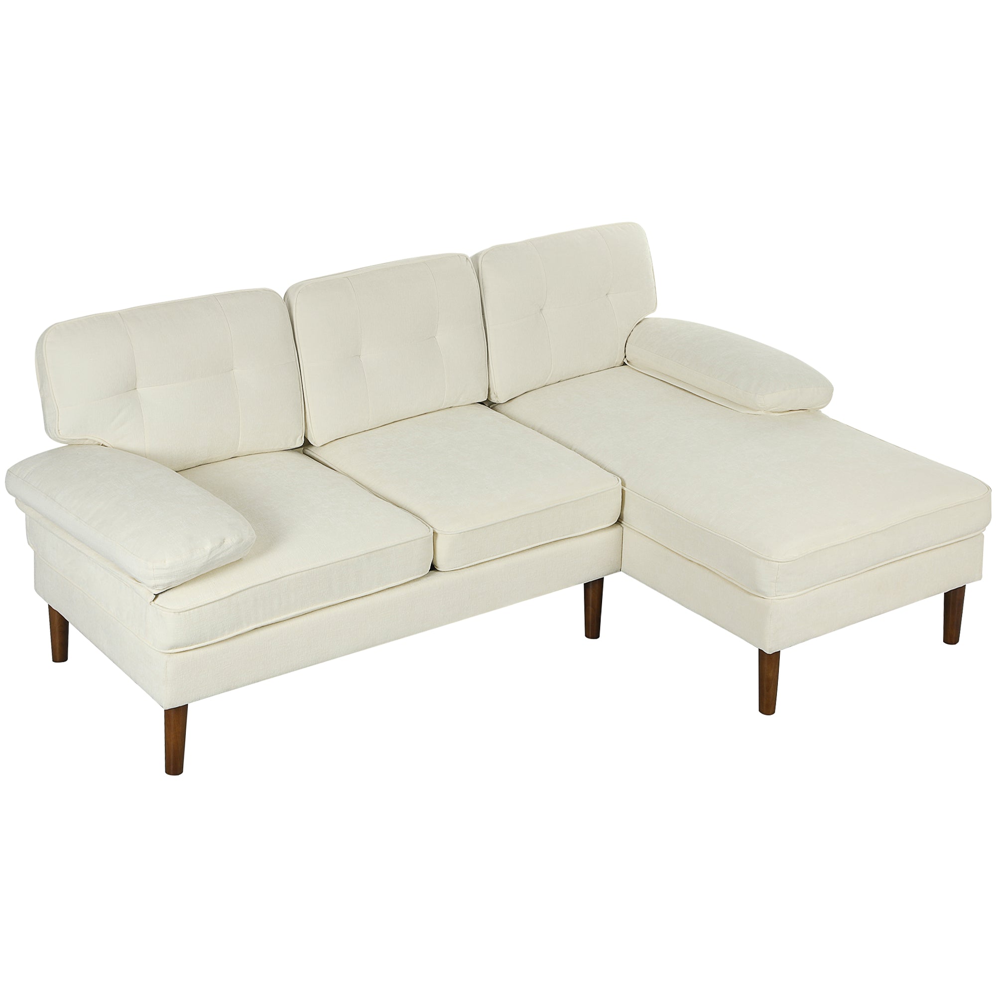 L-Shaped Sectional Sofa - Cream White Chaise-DECOROLALA