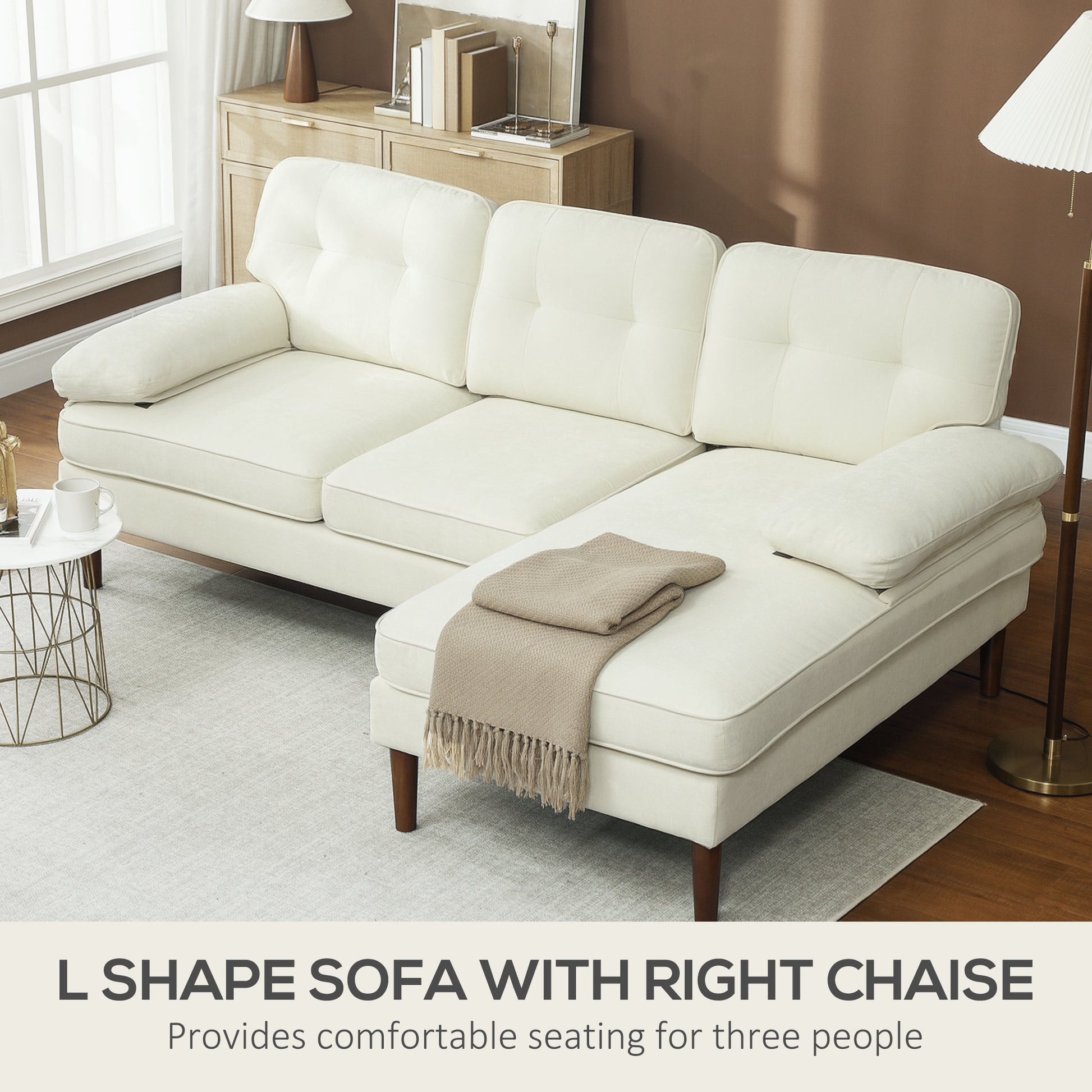 L-Shaped Sectional Sofa - Cream White Chaise-DECOROLALA