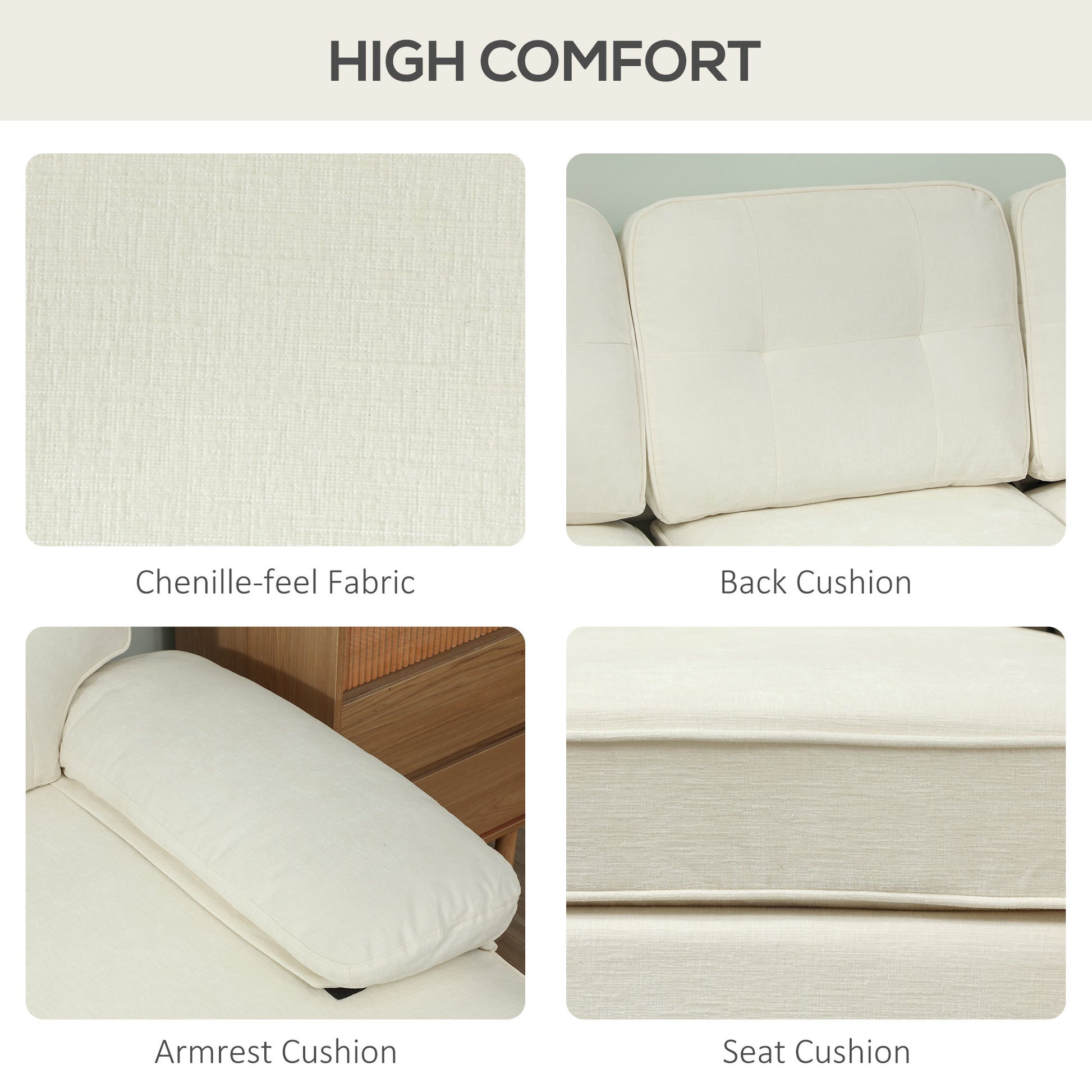 L-Shaped Sectional Sofa - Cream White Chaise-DECOROLALA