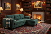 L-Shaped Sectional Sofa - Dark Green Corduroy-DECOROLALA