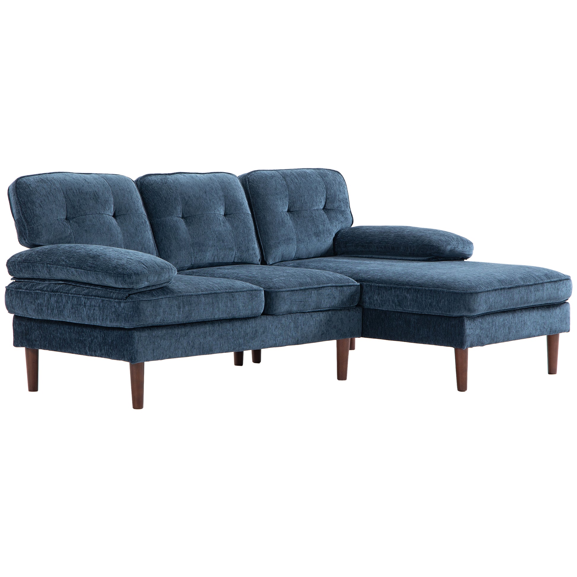 L-Shaped Sectional Sofa Right Chaise Navy Blue-DECOROLALA