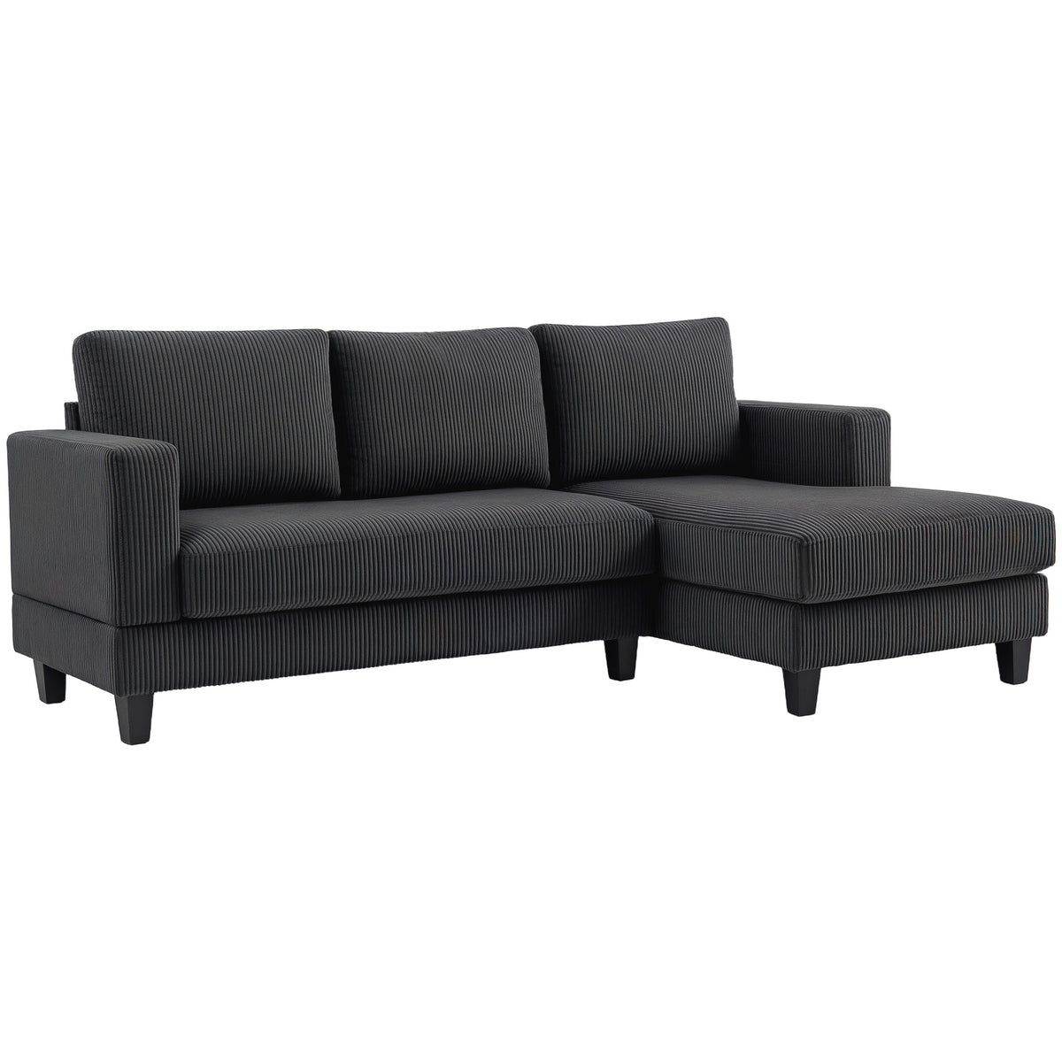 L Shaped Sofa, Grey Chaise Couch with Spring Cushion for Living Room, Bedroom-L-Shaped Sofas-DECOROLALA