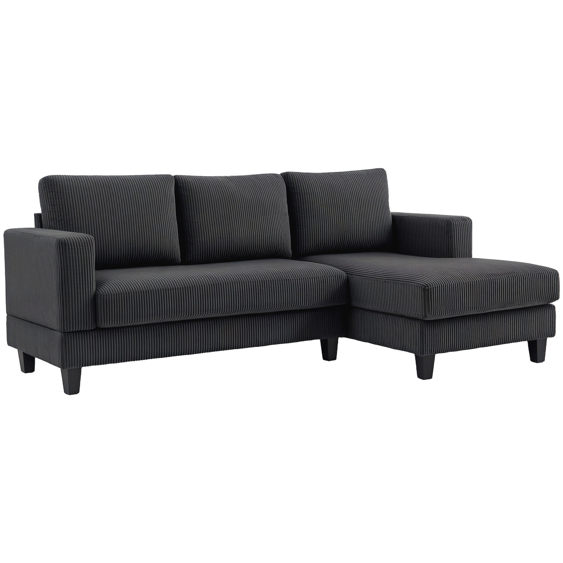 L Shaped Sofa, Grey Chaise Couch with Spring Cushion for Living Room, Bedroom-DECOROLALA