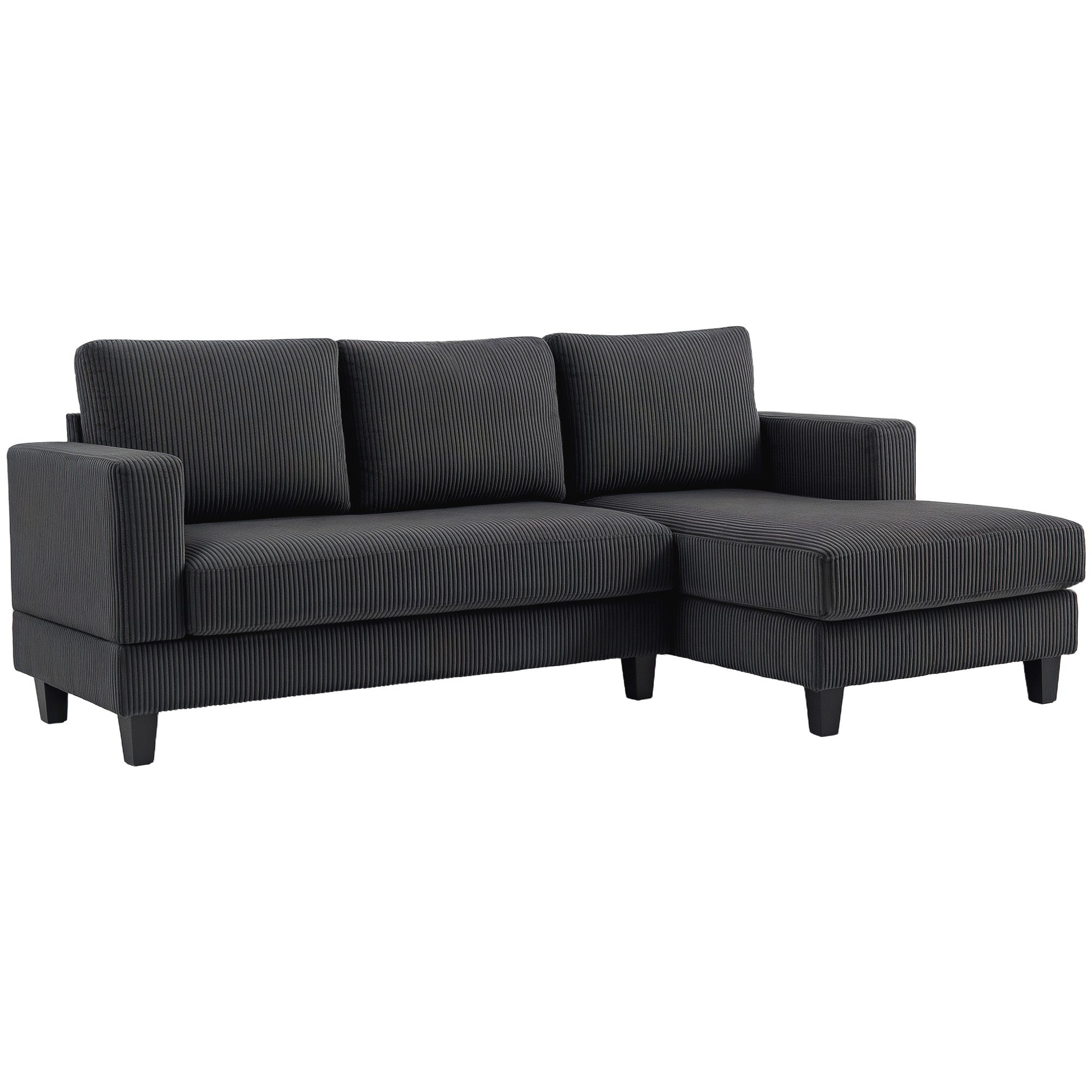 L Shaped Sofa, Grey Chaise Couch with Spring Cushion for Living Room, Bedroom-DECOROLALA