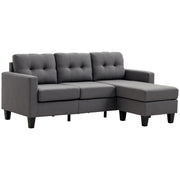 L-Shaped Sofa with Ottoman - Dark Grey 3 Seater-DECOROLALA