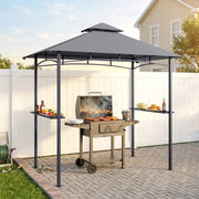 8' x 5' BBQ Grill Gazebo - Double Tiered Canopy, Grey