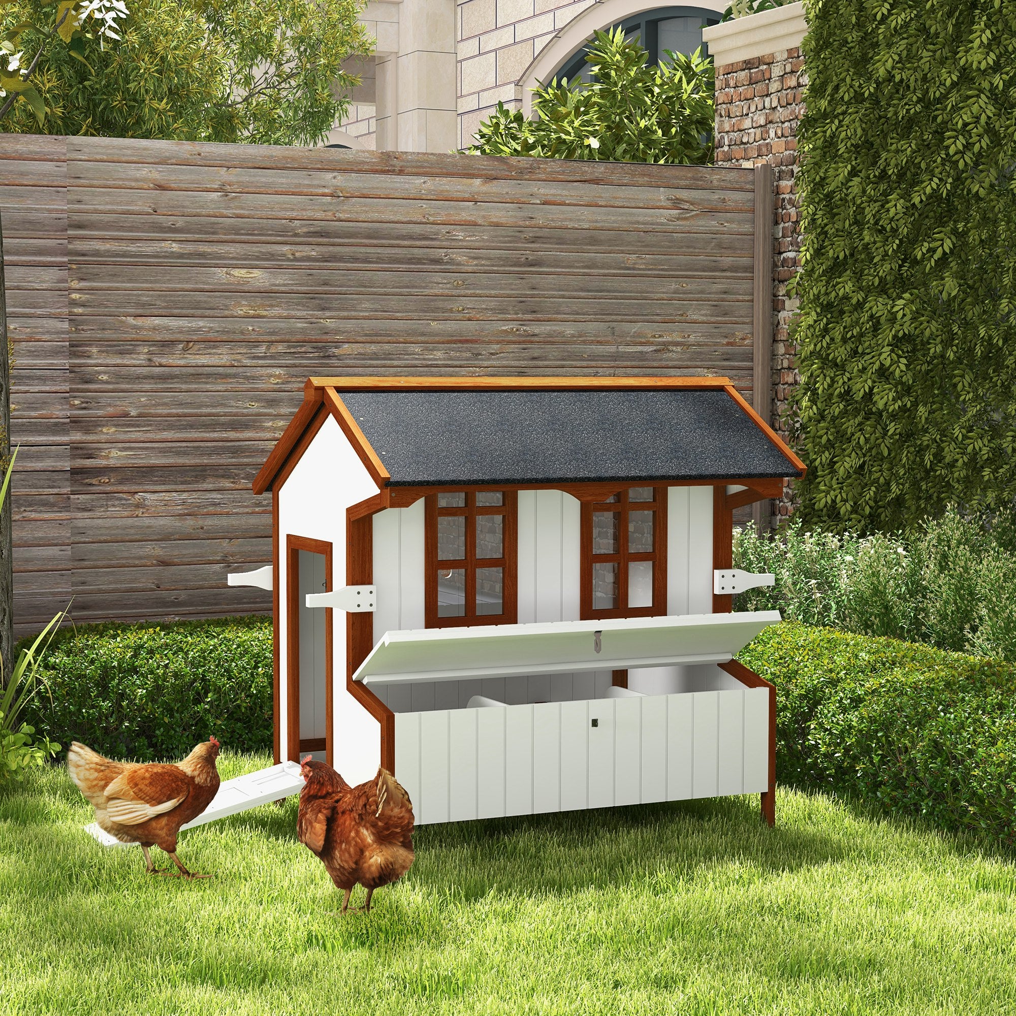 Poulailler en bois de 47 pouces, clapier pour lapins, cage surélevée pour volailles, enclos portable pour poules de jardin