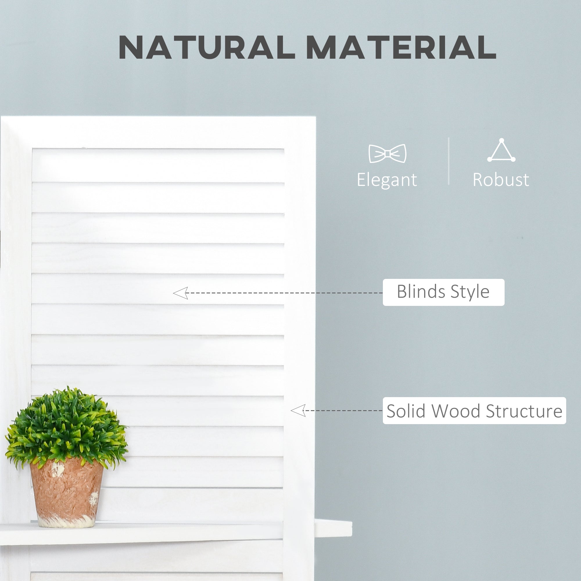 Séparateur de pièce mural à 4 panneaux avec 3 étagères de rangement, design pliable, cadre en bois, 5,6 pieds, blanc