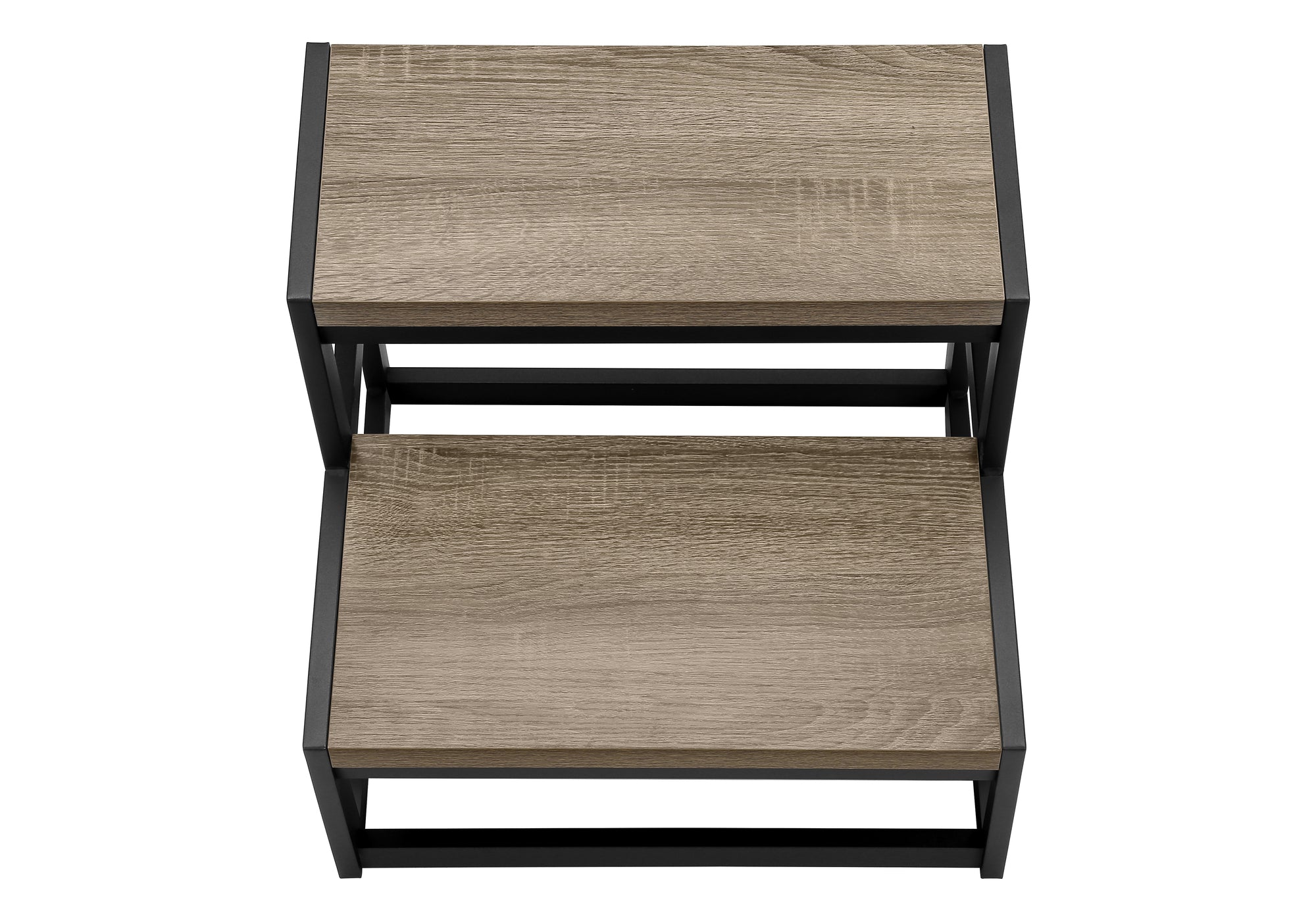 LADDER - 2 STEP STOOL / DARK TAUPE / BLACK METAL-Step Stool-DECOROLALA