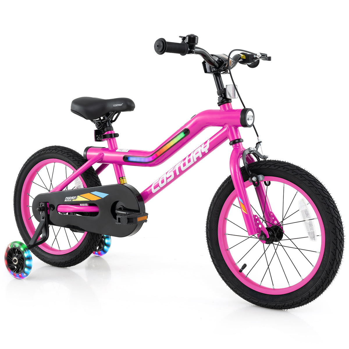 LED Lighted Kids Bike with Training Wheels and Headlight - 16"/18"-Kids Bike-DECOROLALA