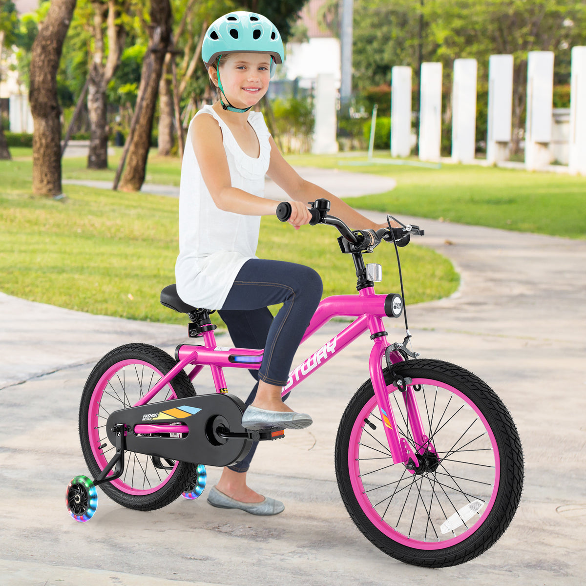 LED Lighted Kids Bike with Training Wheels and Headlight - 16"/18"-Kids Bike-DECOROLALA