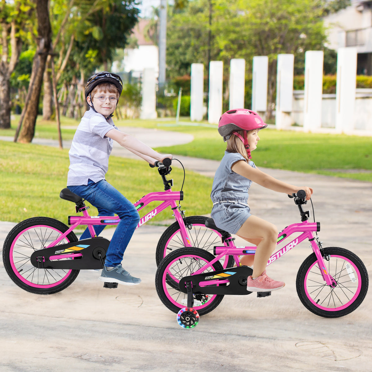 LED Lighted Kids Bike with Training Wheels and Headlight - 16"/18"-Kids Bike-DECOROLALA