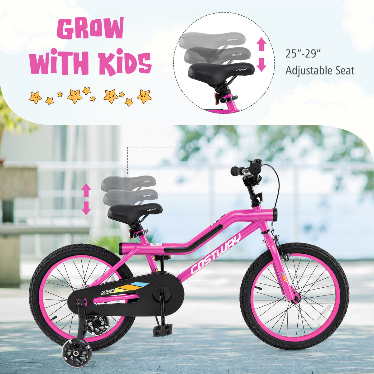 LED Lighted Kids Bike with Training Wheels and Headlight - 16"/18"-Kids Bike-DECOROLALA