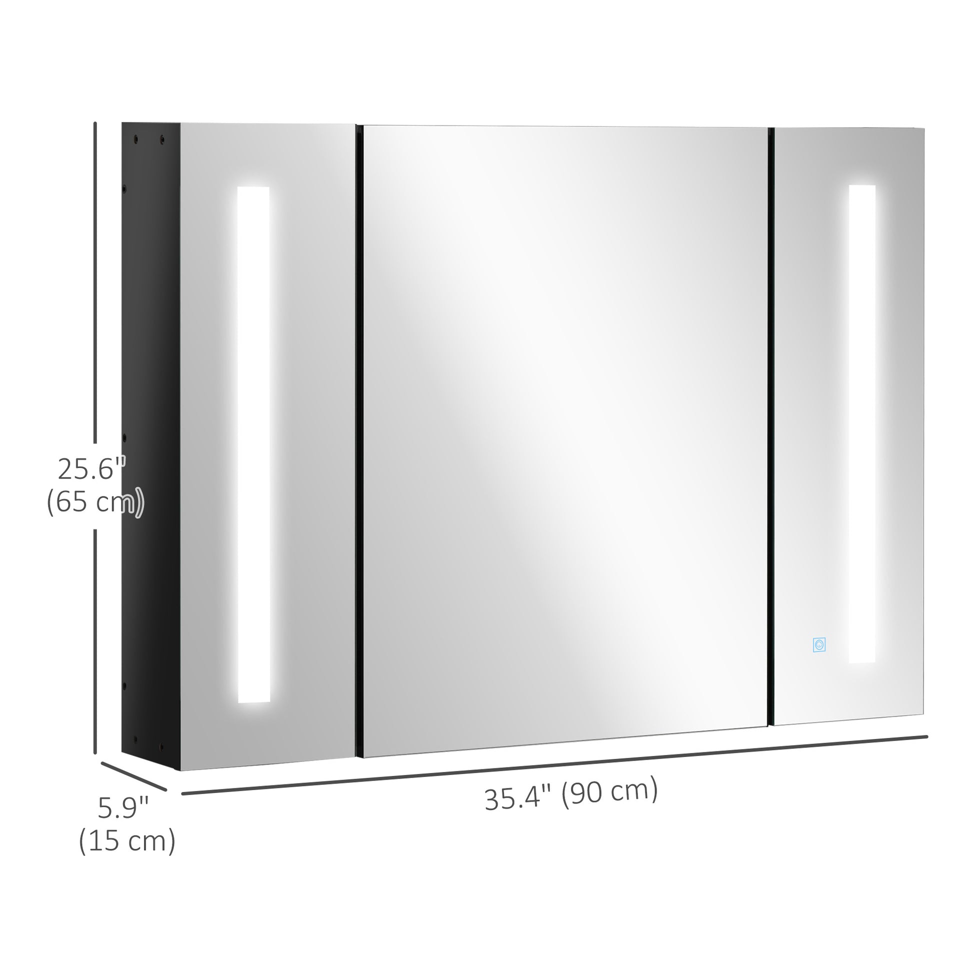 LED Mirror Medicine Cabinet - High Gloss Black 35.5"-DECOROLALA