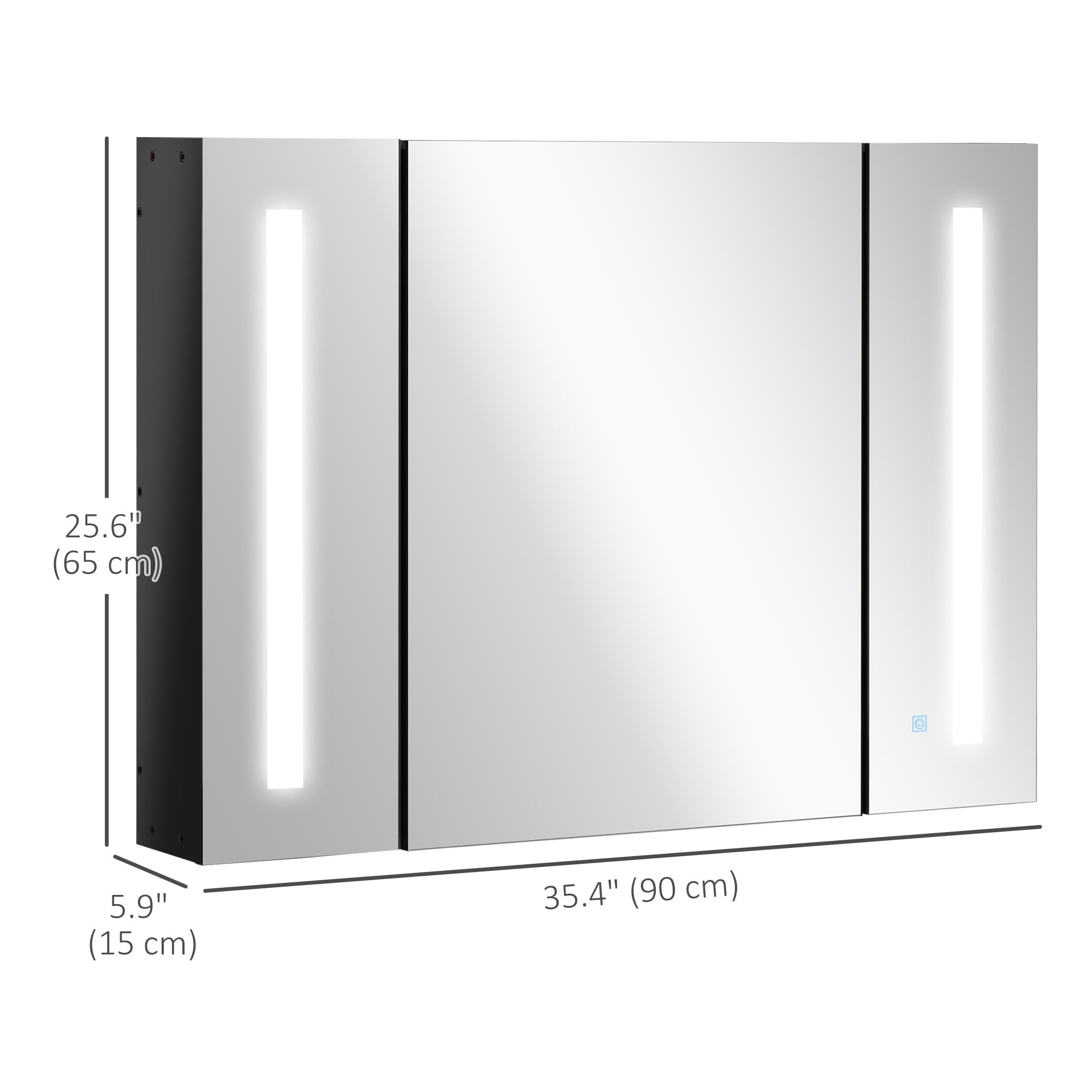 LED Mirror Medicine Cabinet - High Gloss Black 35.5"-DECOROLALA