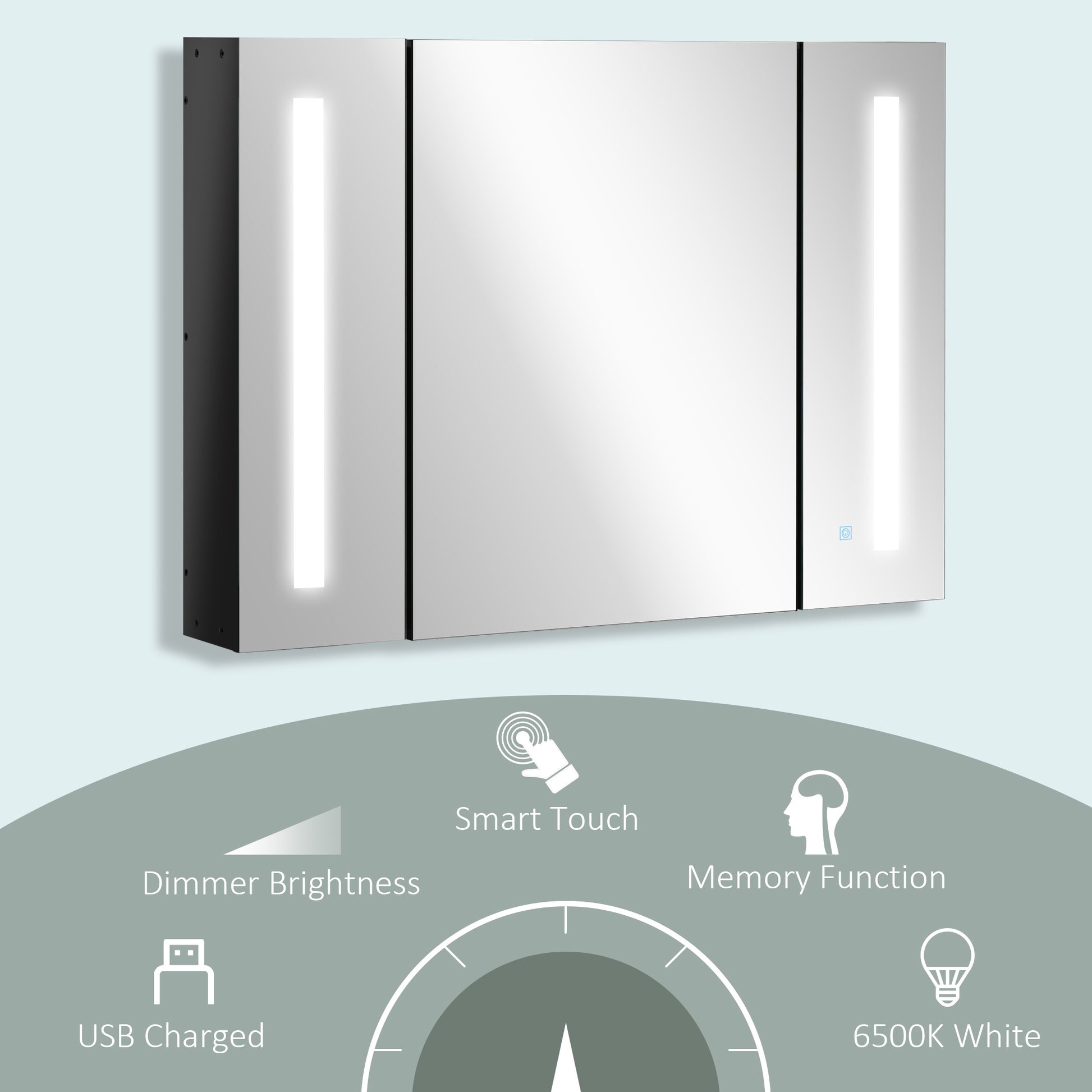 LED Mirror Medicine Cabinet - High Gloss Black 35.5"-DECOROLALA