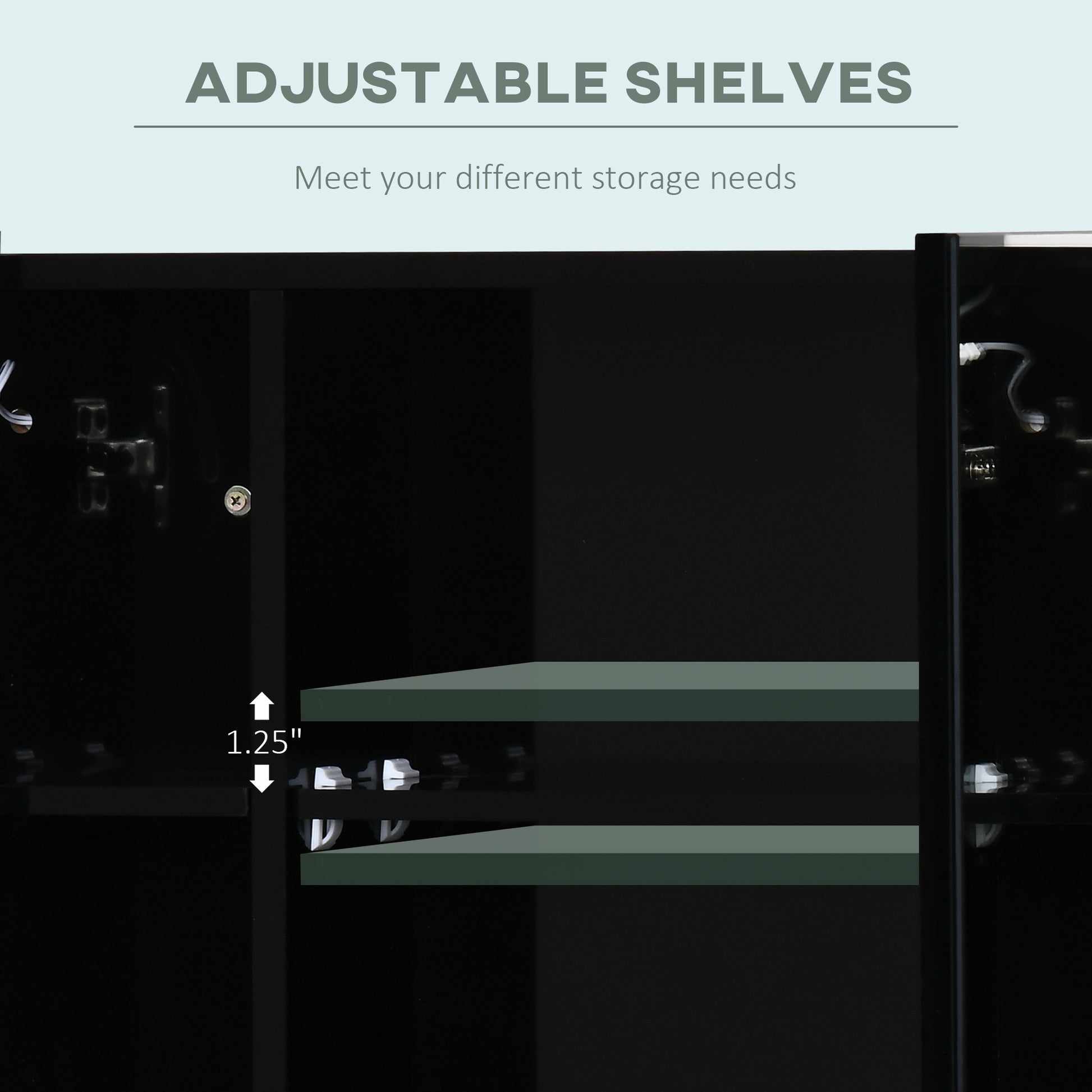 LED Mirror Medicine Cabinet - High Gloss Black 35.5"-DECOROLALA