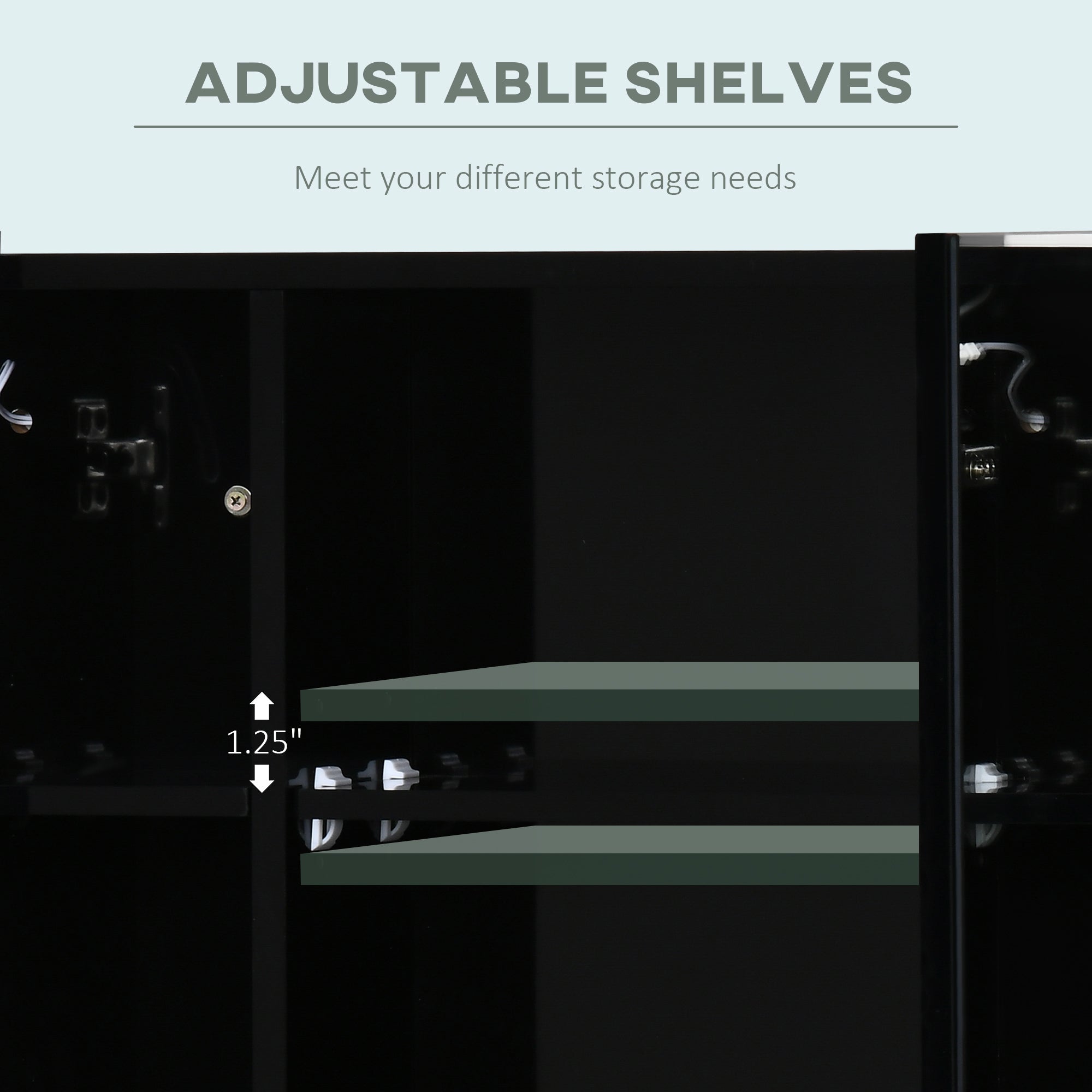 LED Mirror Medicine Cabinet - High Gloss Black 35.5"-DECOROLALA